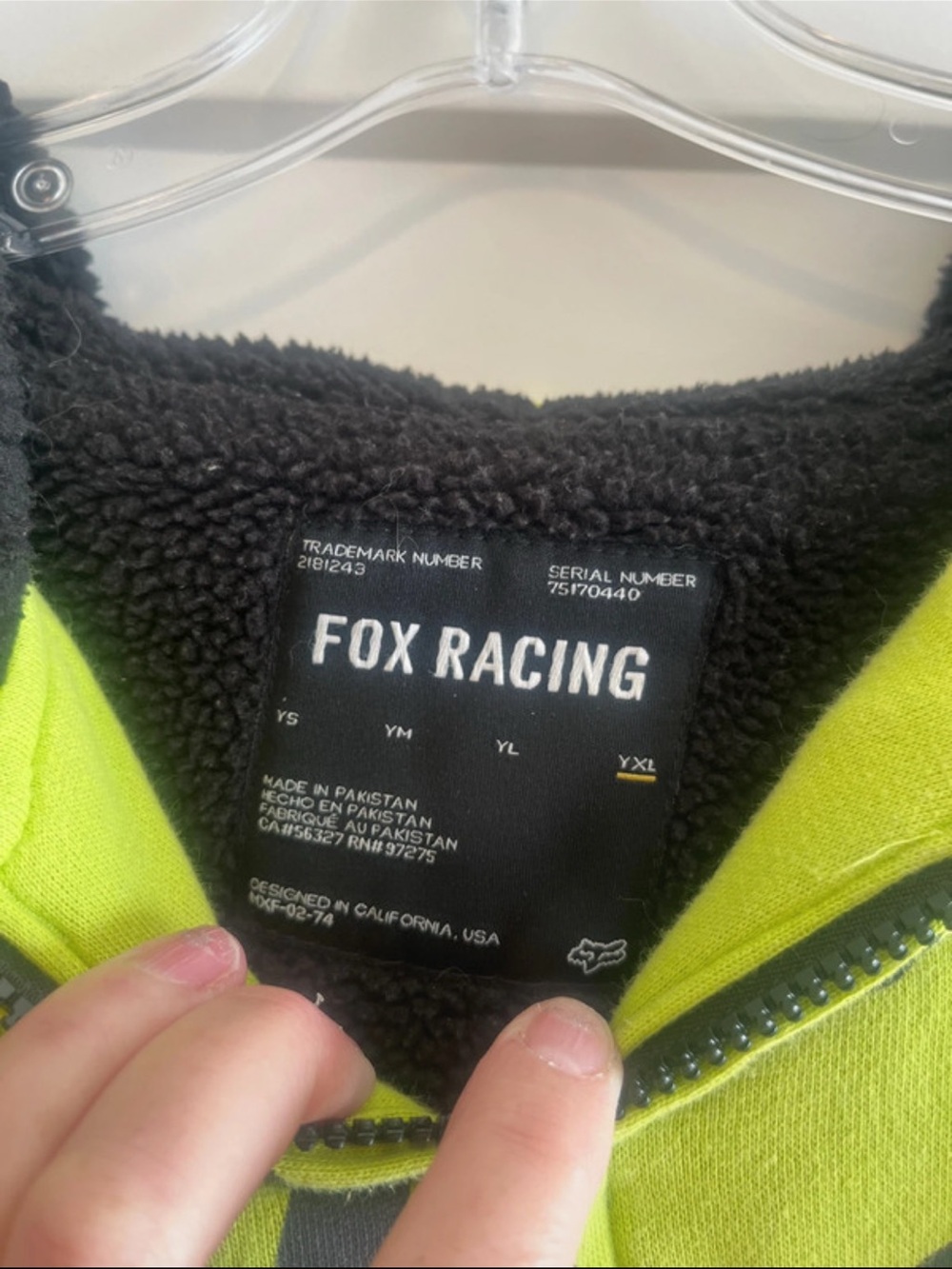 Fox youth XL Neon Yellow and Black Zip-Up Hoodie - Picture 4 of 8